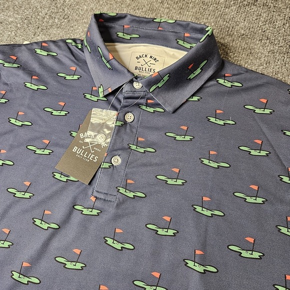 Back Nine Bullies Other - NWT Back Nine Bullies Mens Golf Club Polo Shirt Size Small‎ Putting Green